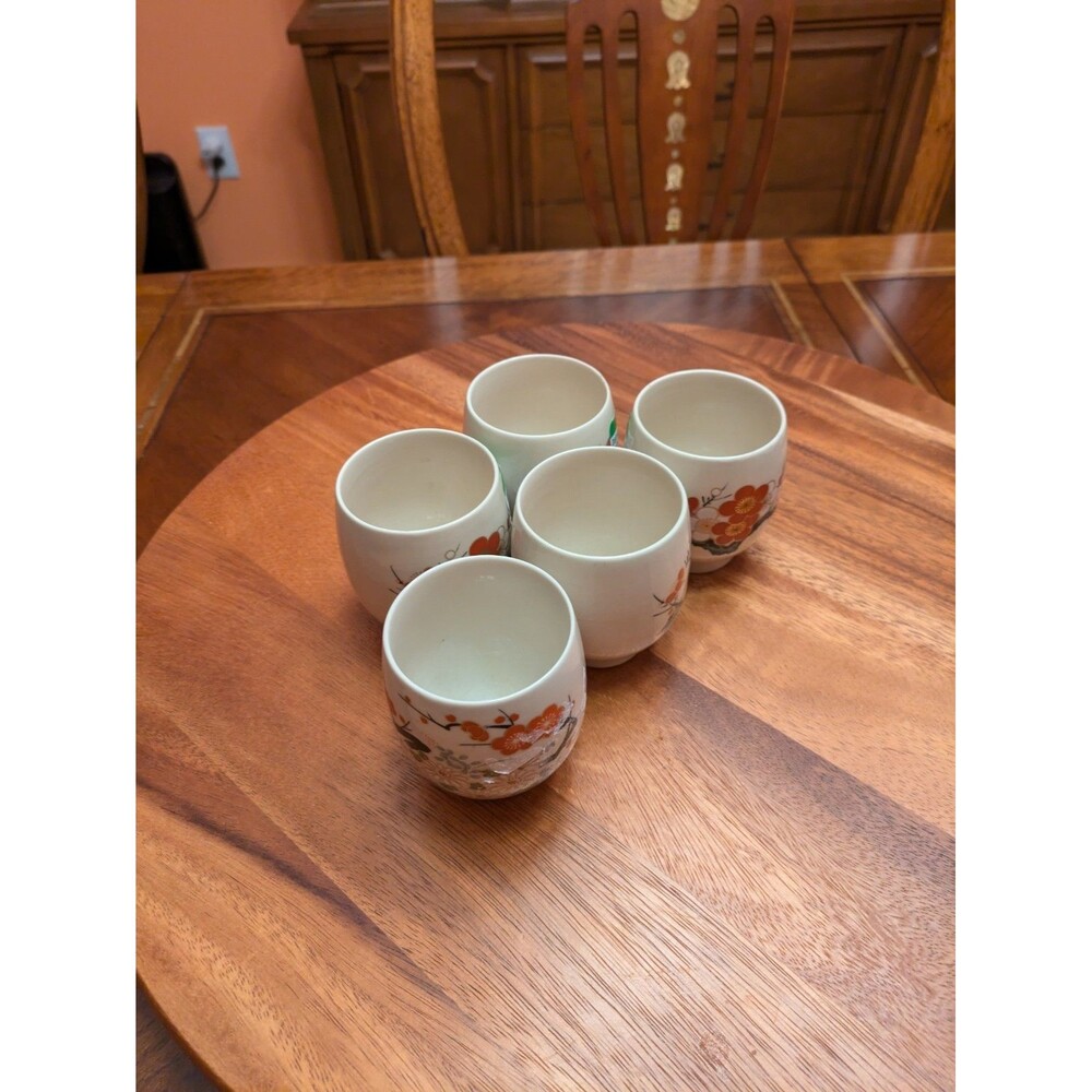 Japanese Porcelain Tea Cup Floral A Set Of 5